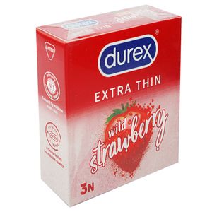 Durex Extra Thin Wild Strawberry Flavored Condom - 3Pcs Pack